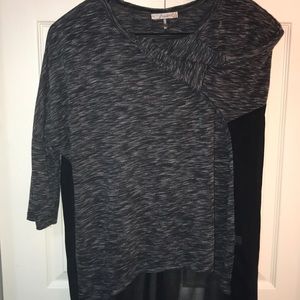 Heather Gray and sheer Black hi-lo top